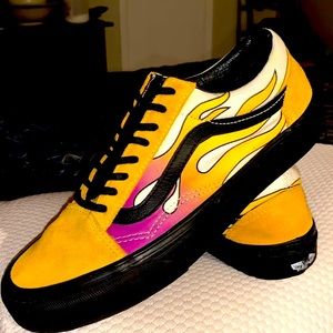 Rare VANS Old Skool Banana Flame Suede skateboard (black soles) Unisex sneakers